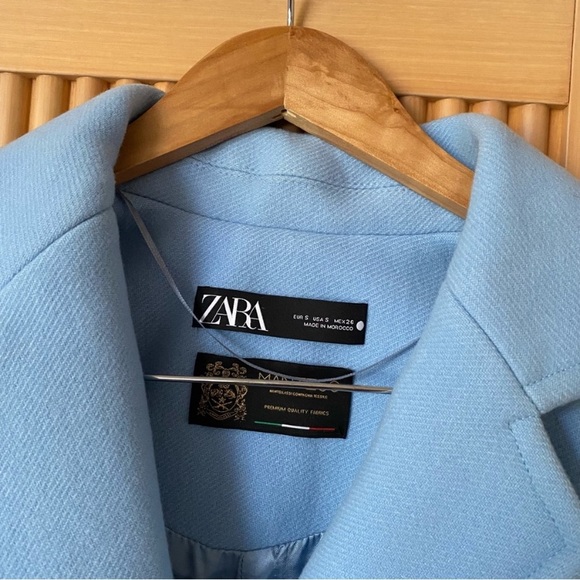 Zara double breasted oversized wool coat sky blue - Picture 6 of 15